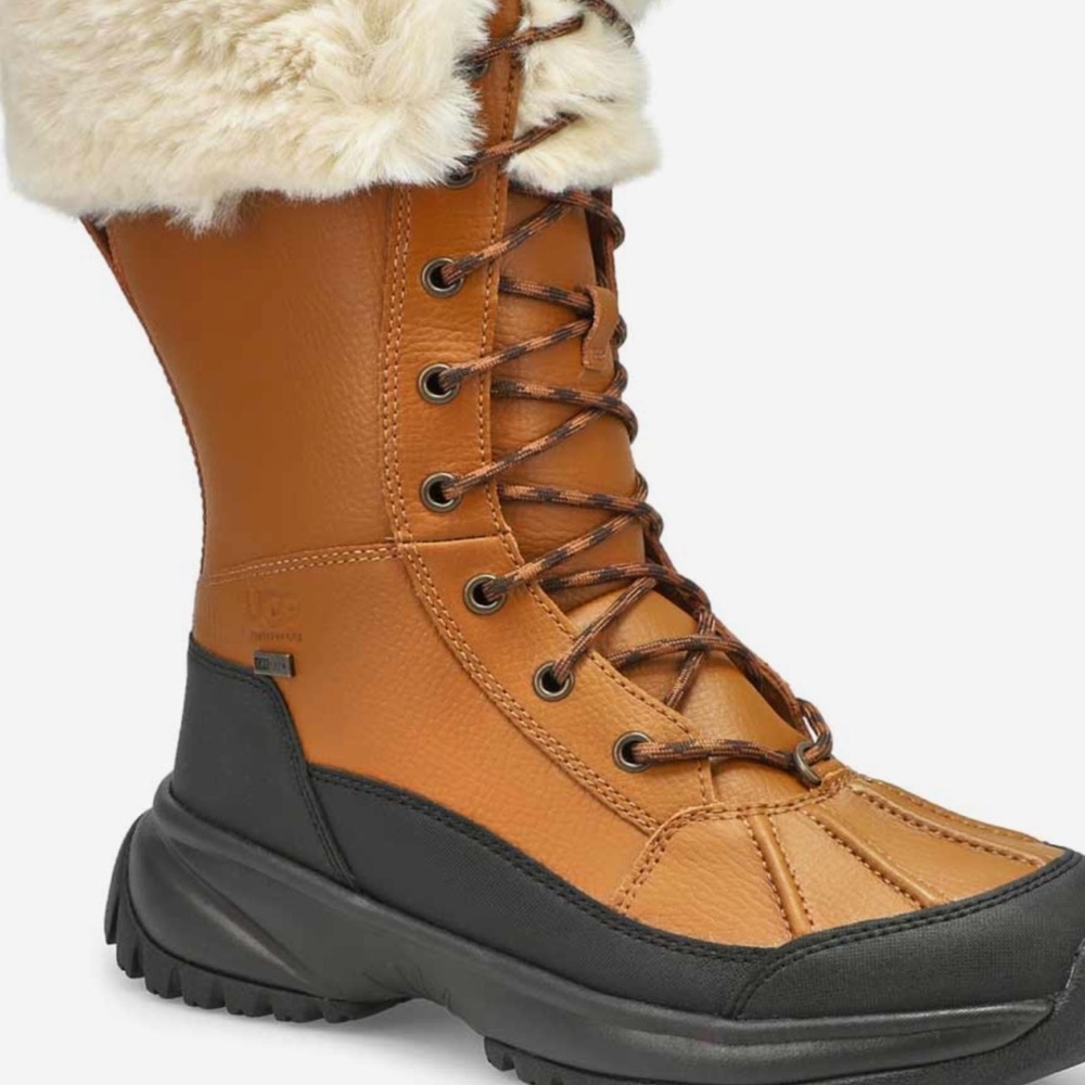 UGG Brown and Black Fur-Lined Boots